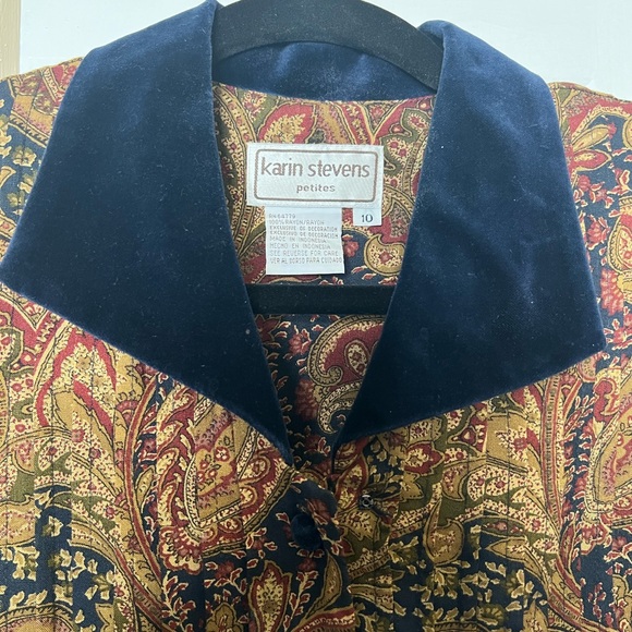 Vintage 90s Karin Stevens Paisley Midi Dress  Petite 10 Cottagecore Penny Lane - Picture 4 of 7